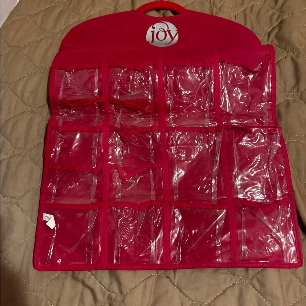 JOY Mangano Huggable Hangers 30 Pocket Organizer Jewelry Small Items Ruby Red